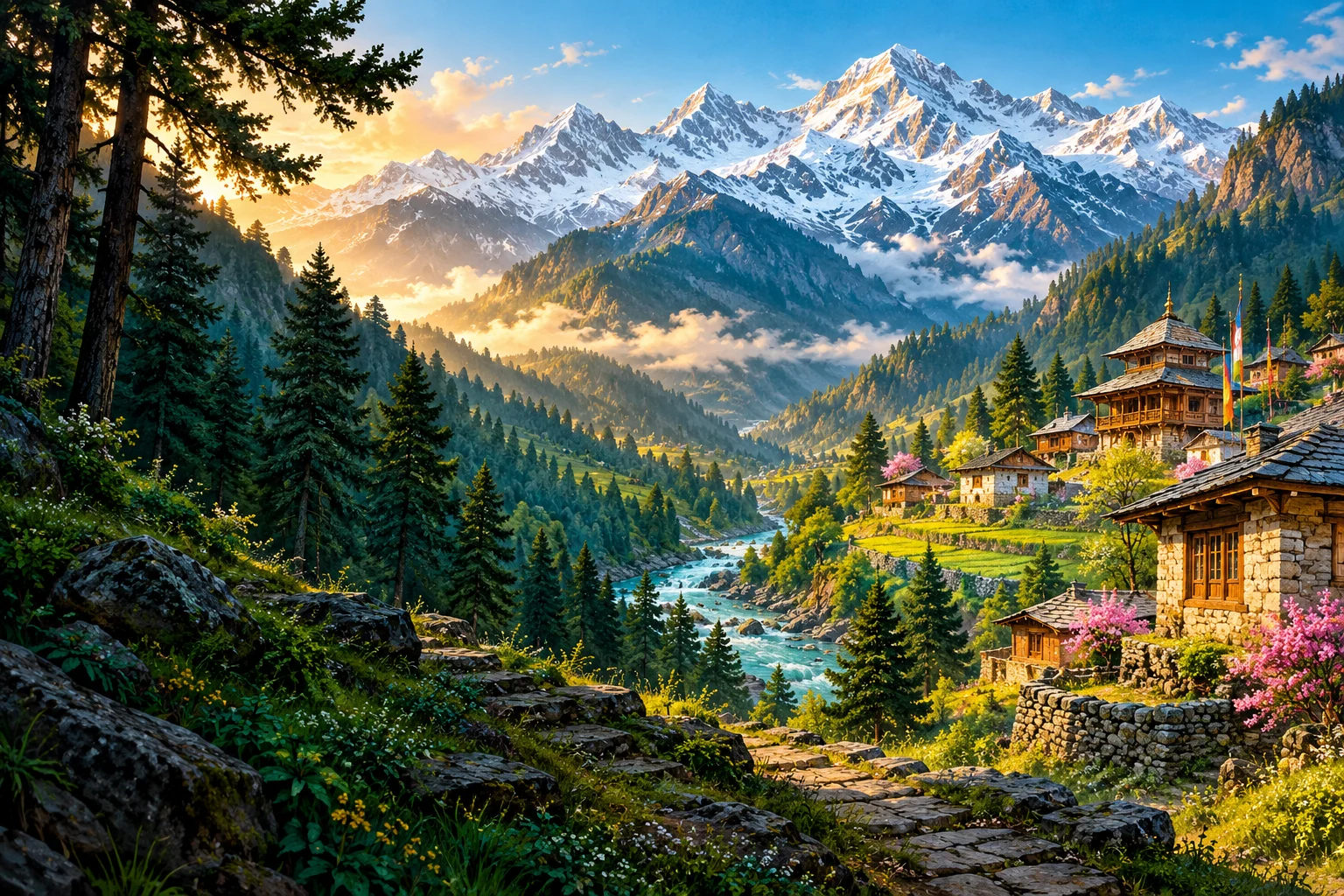 Himalayan valley · regional illustration